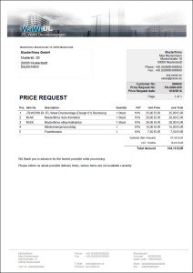 JTL-Wawi Druckvorlage - ENGLISCH  (Design 04) Lieferantenpreisanfrage