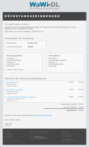JTL-Wawi Email-Vorlage HTML  (Design 01) Lieferanten-Bestellungserinnerung